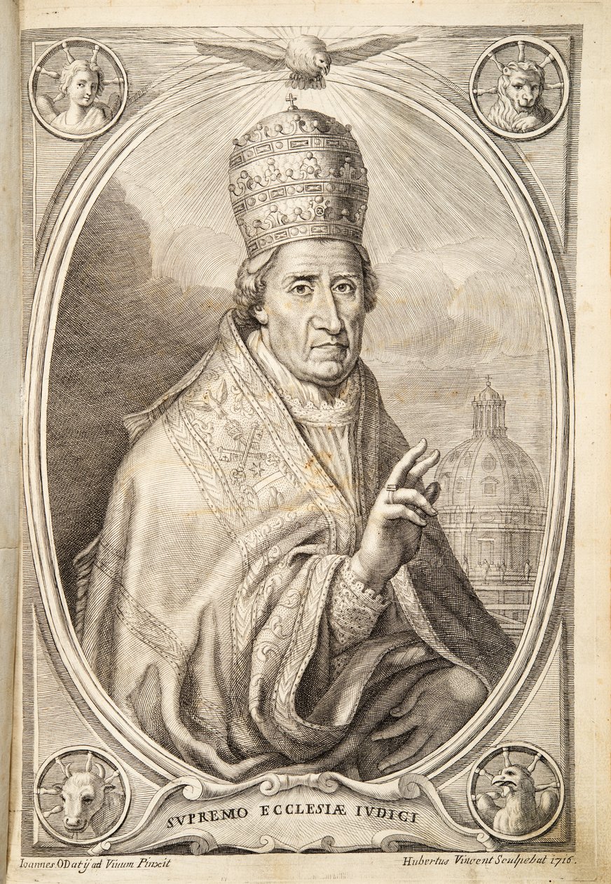 Papież Klemens XI, wyd. 1717 (grawerowanie) autorstwa Italian School