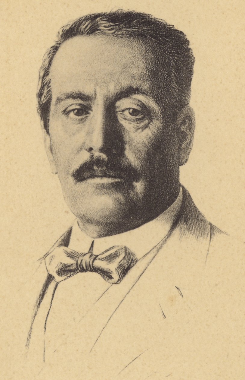 Portret Giacomo Pucciniego (litografia) autorstwa Italian School