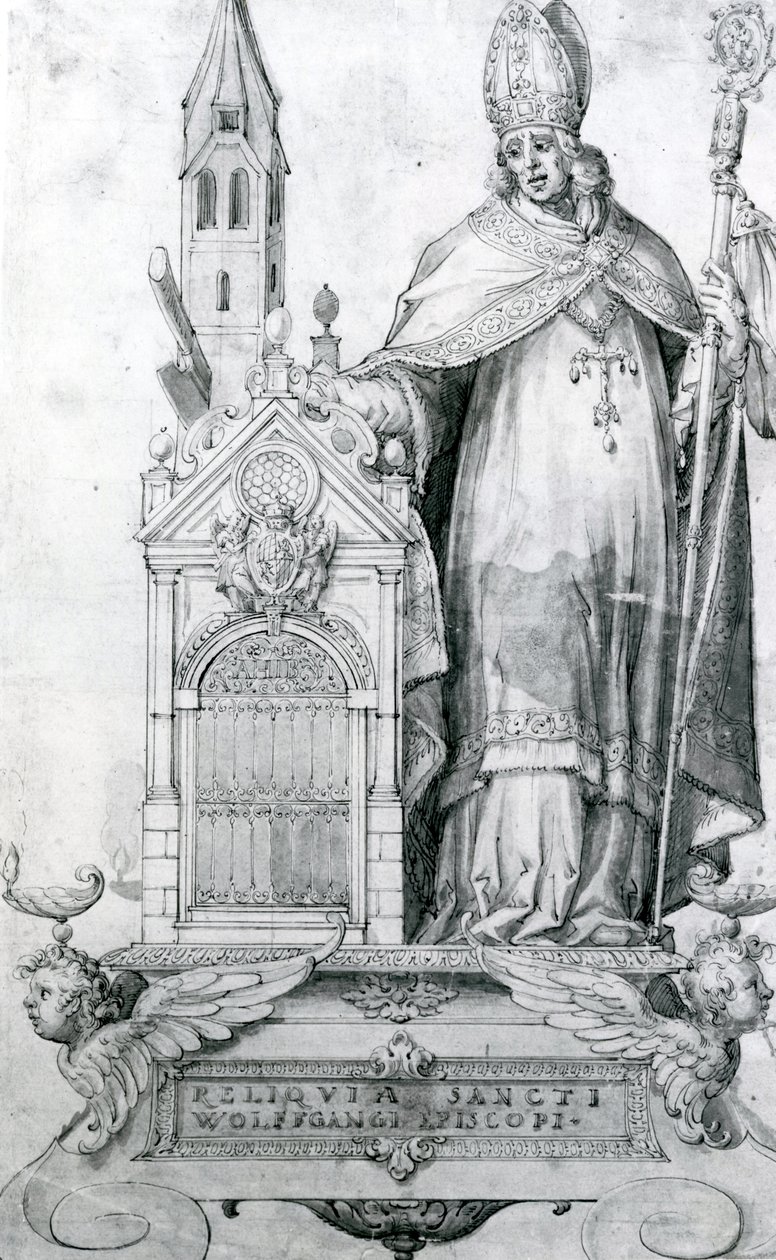 Święty Wolfgang z Ratyzbony (ok.934-994) (grawerowanie) autorstwa Italian School