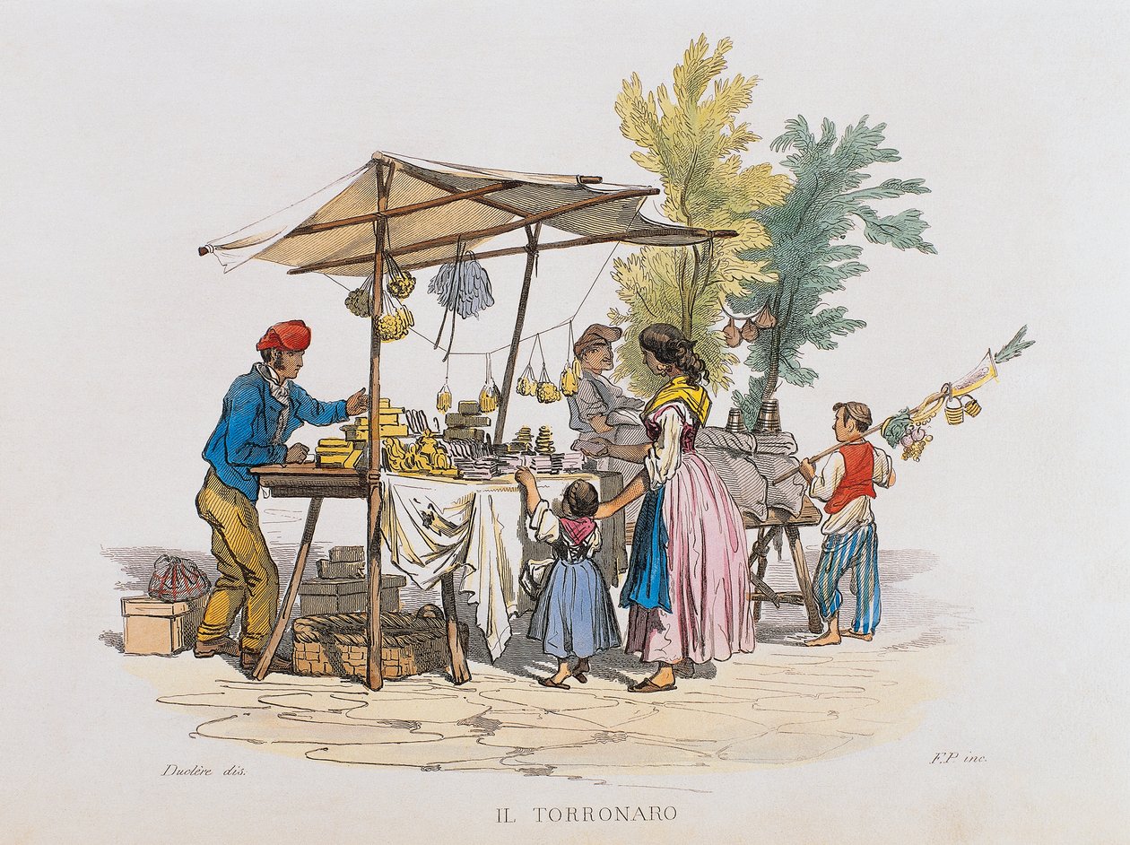 Torronaro (sprzedawca nugatu) (grawerowanie) autorstwa Italian School