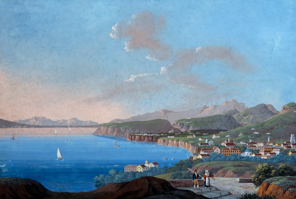 Widok Sorrento (gwasz) autorstwa Italian School