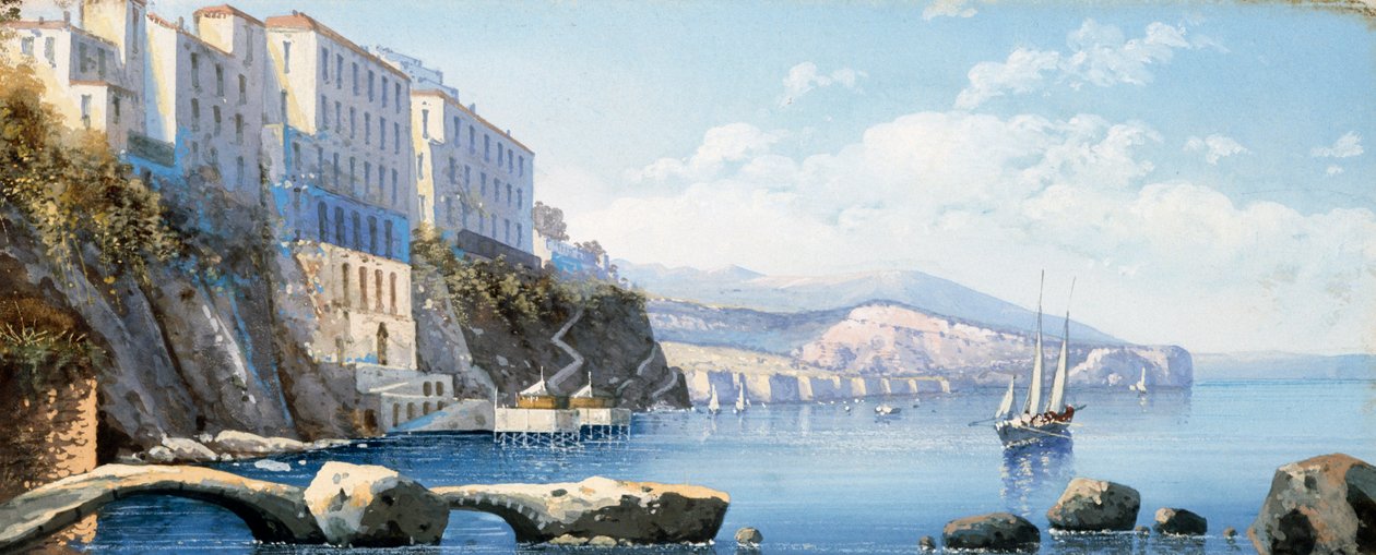 Widok na Sorrento (gwasz) autorstwa Italian School