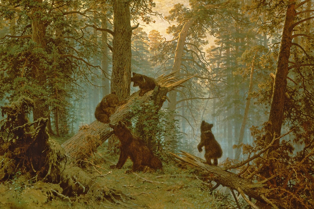 Poranek w sosnowym lesie, 1889 autorstwa Ivan Ivanovich Shishkin