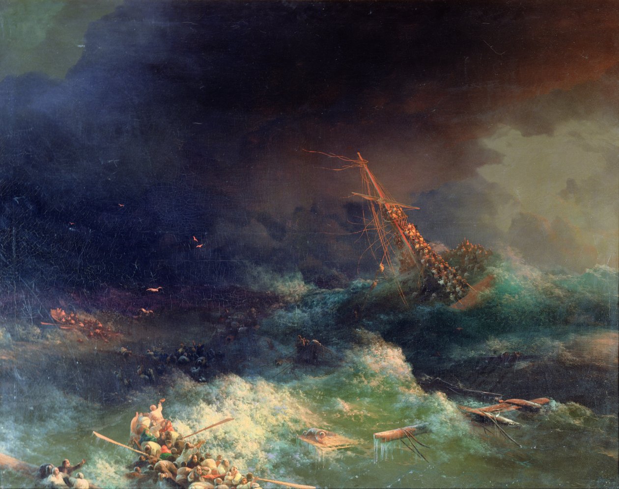 Katastrofa liniowca Ingermanland w Skagerrake koło Norwegii 30 sierpnia 1842 r autorstwa Ivan Konstantinovich Aivazovsky