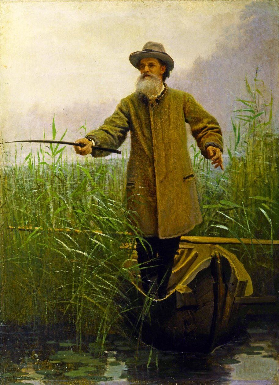Portret Apollona Majkowa (1821-97) Wędkującego, 1883 autorstwa Ivan Nikolaevich Kramskoy