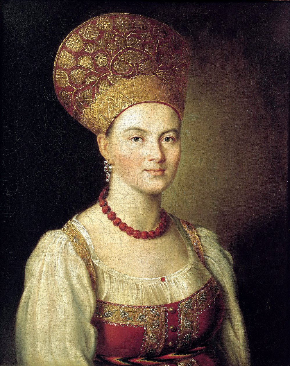 „Portret kobiecy w rosyjskim stroju”, 1784 autorstwa Ivan Argunov