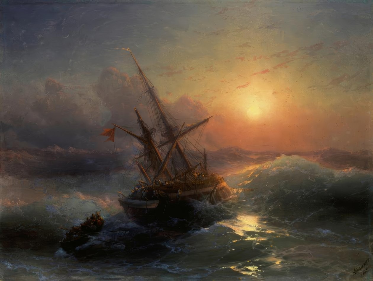 IK Aivazovsky, Wrak statku / Obraz, 1888 autorstwa Ivan Konstantinovich Aivazovsky