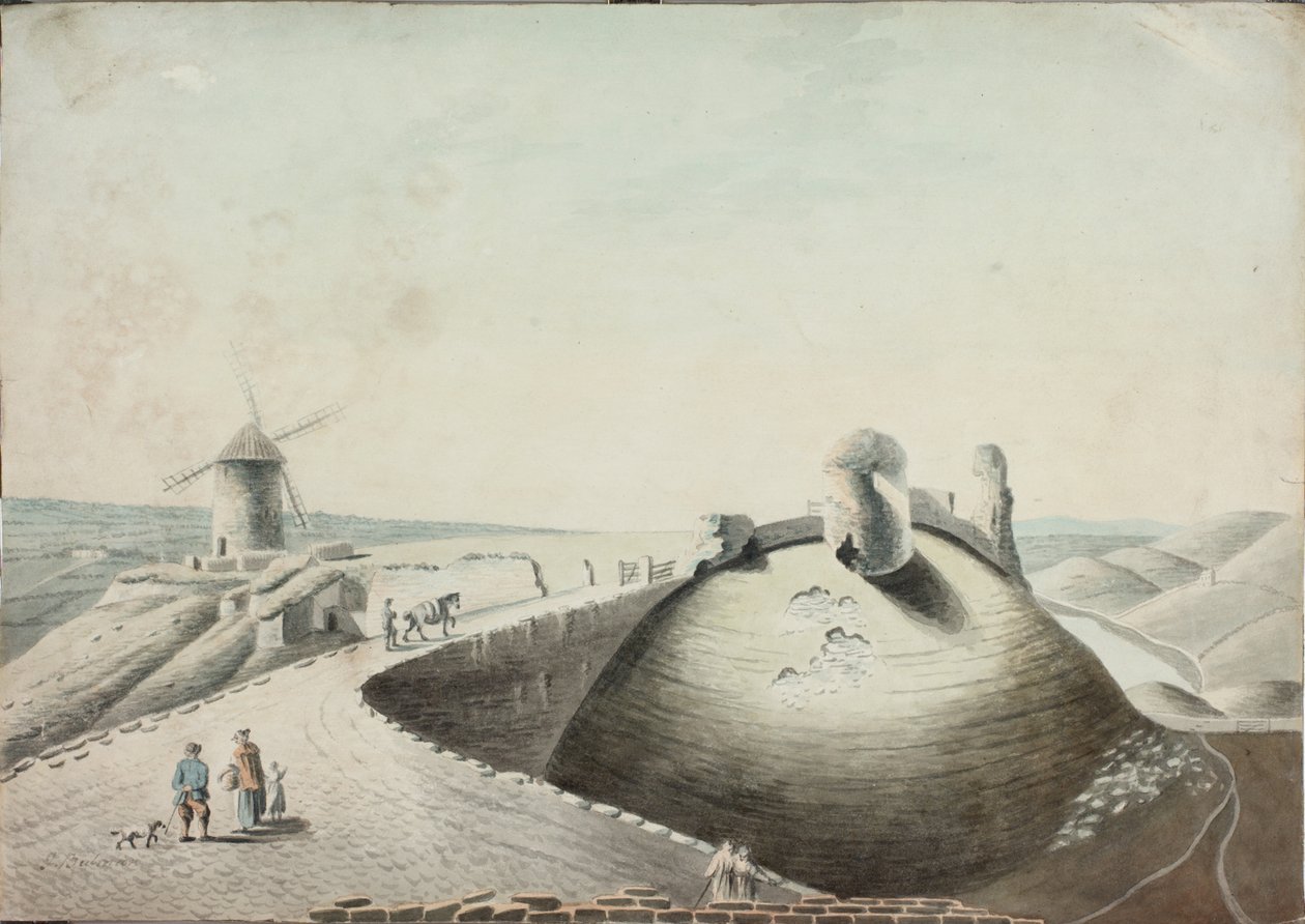 Zamek w Berwick-on-Tweed (atrament, ołówek i toaleta na papierze) autorstwa J. Bulman