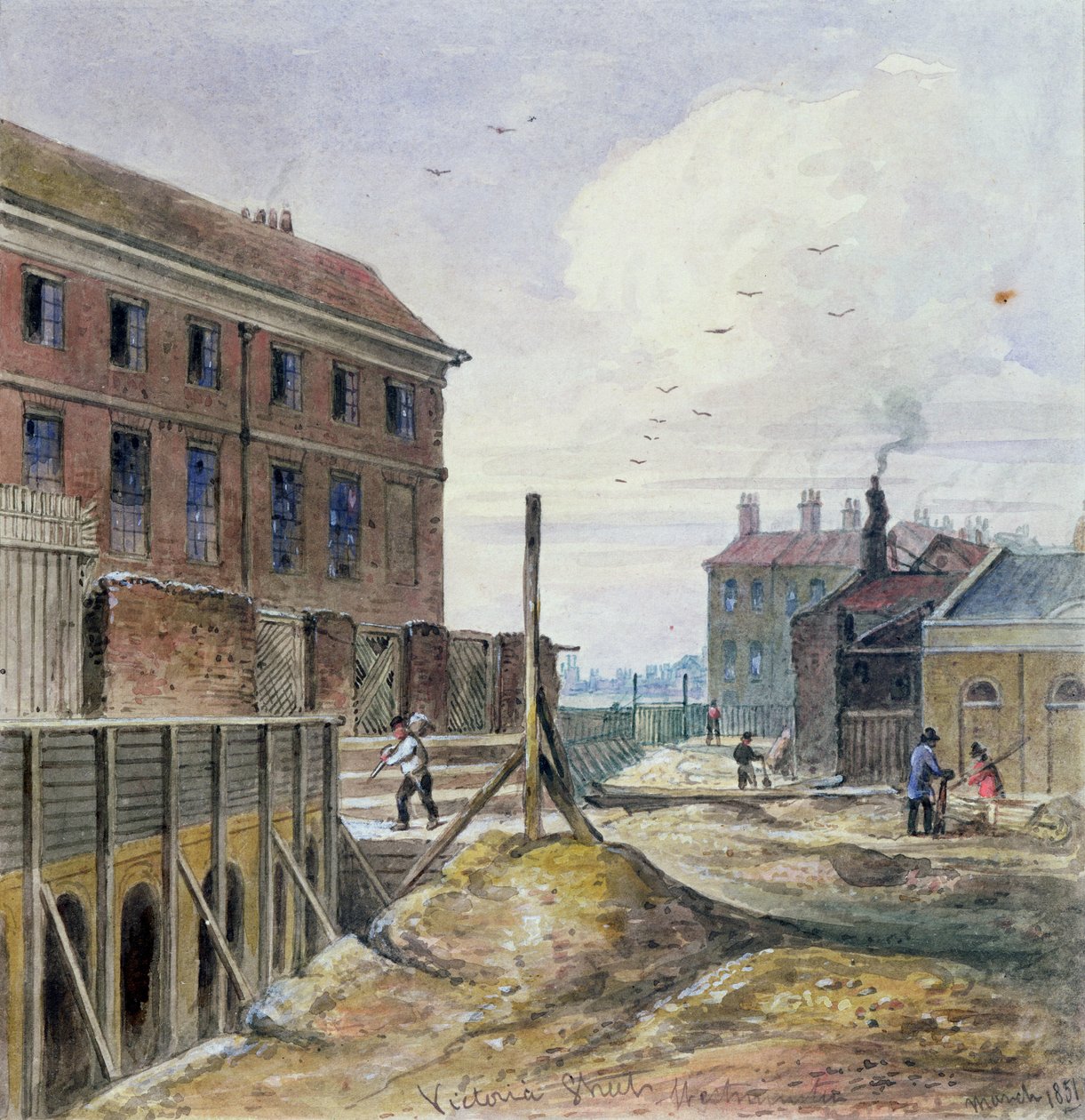Budowa ulicy Wiktorii, 1851 r. autorstwa J. Findley