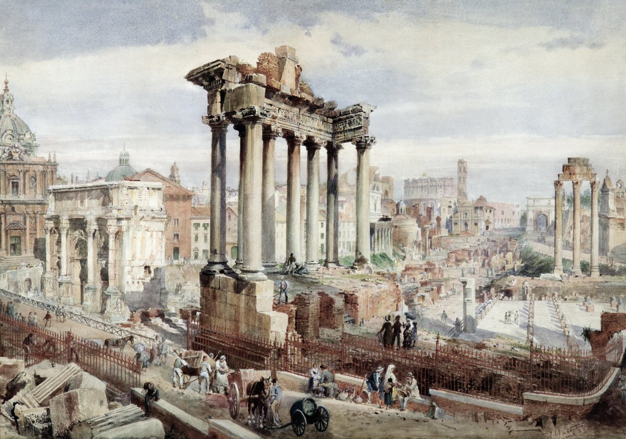Forum Romanum, Rzym, ok. 1870 autorstwa J. Martin