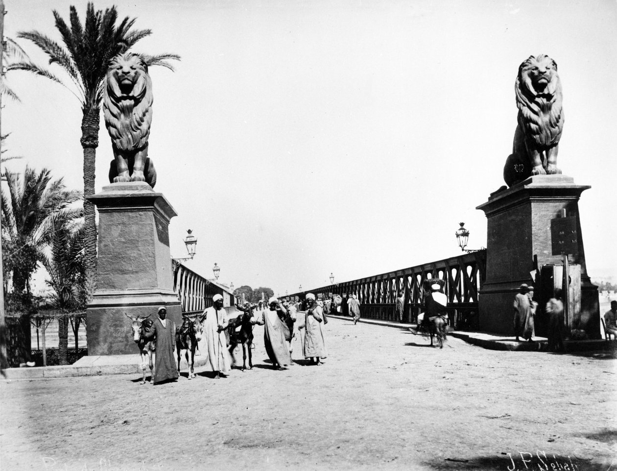 Most Kobri el Gezira, Kair, ok. 1880 r. autorstwa J. Pascal Sebah