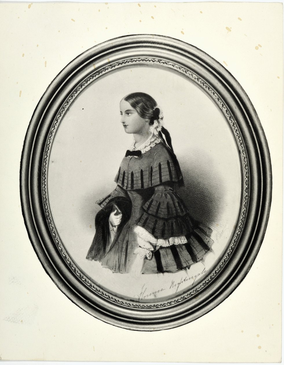 Portret Florence Nightingale, ok. 1840 (miniaturowy) (zdjęcie bw) autorstwa J. Rawlins