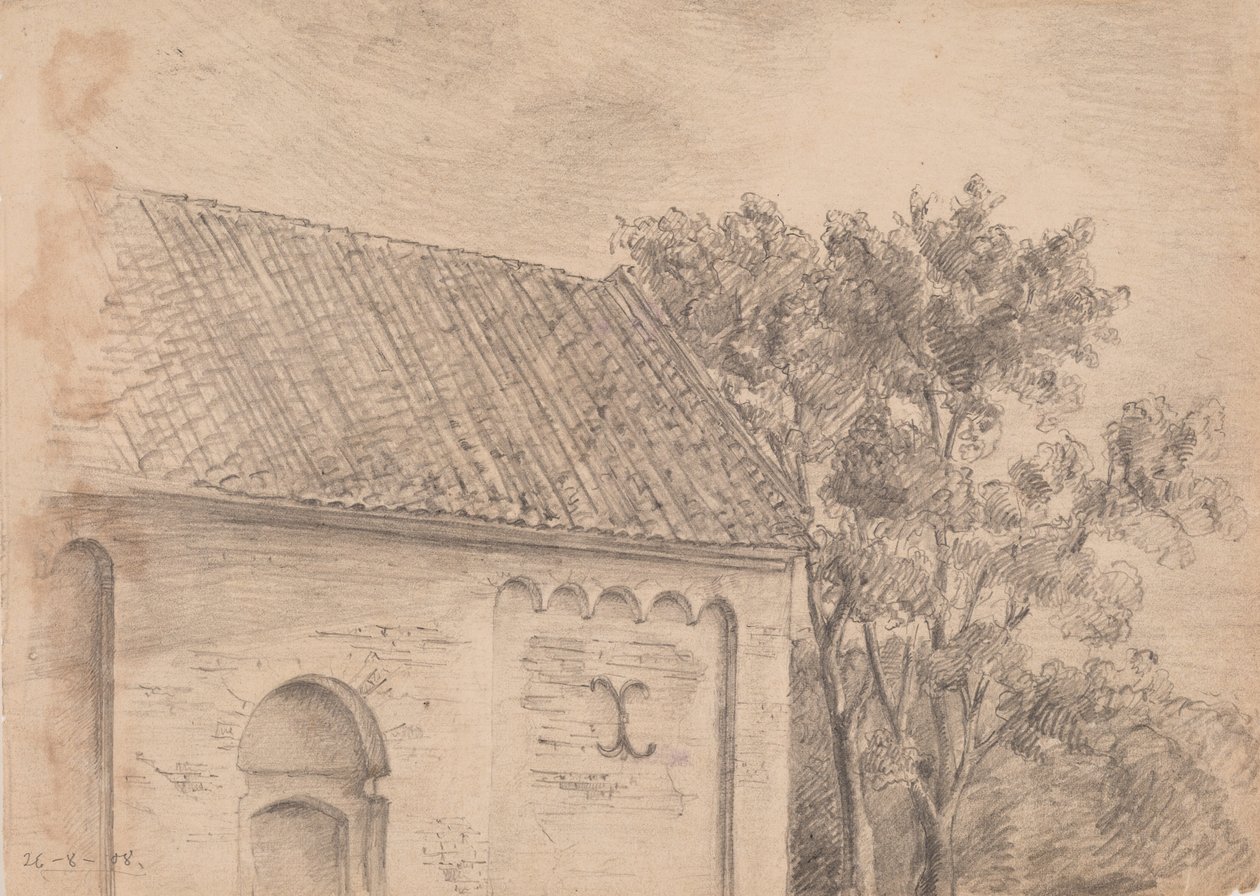 Architektura kościelna z drzewami autorstwa J.A. Jerichau (II)
