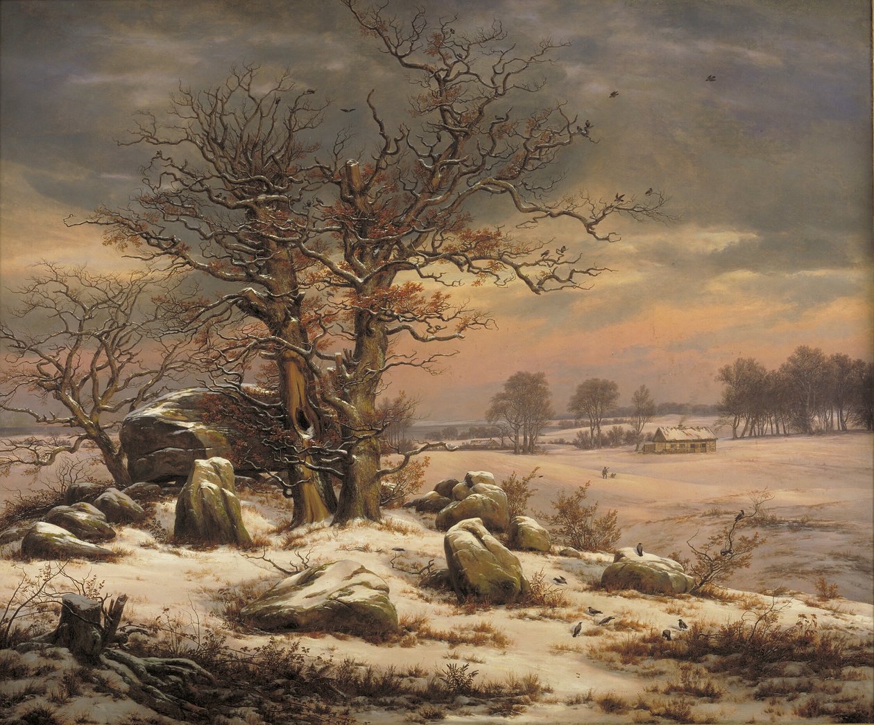 Zimowy krajobraz w pobliżu Vordingborg, Dania autorstwa Johan Christian Dahl