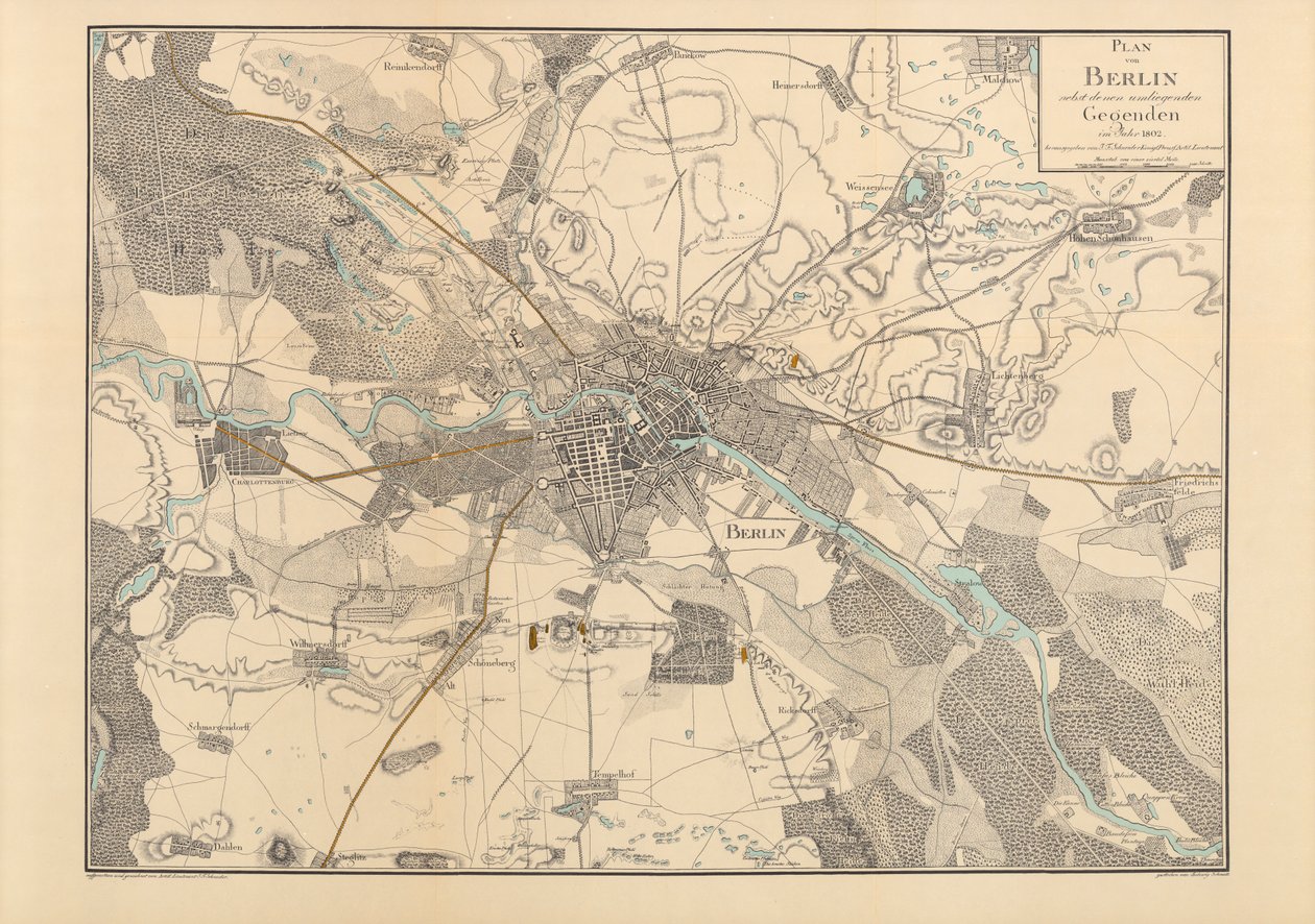 Mapa Berlina, 1802 autorstwa F. Schneider