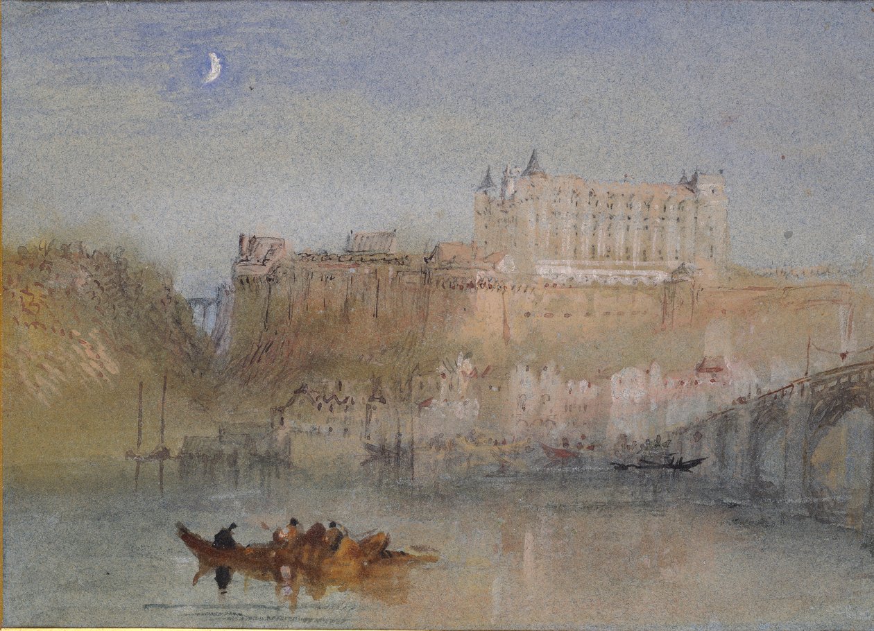 Most i zamek w Amboise, ok. 1830 r. autorstwa Joseph Mallord William Turner