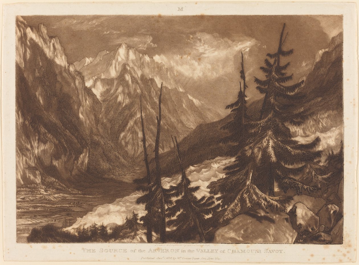 Źródło Arveron, opublikowane w 1816 roku. autorstwa Joseph Mallord William Turner