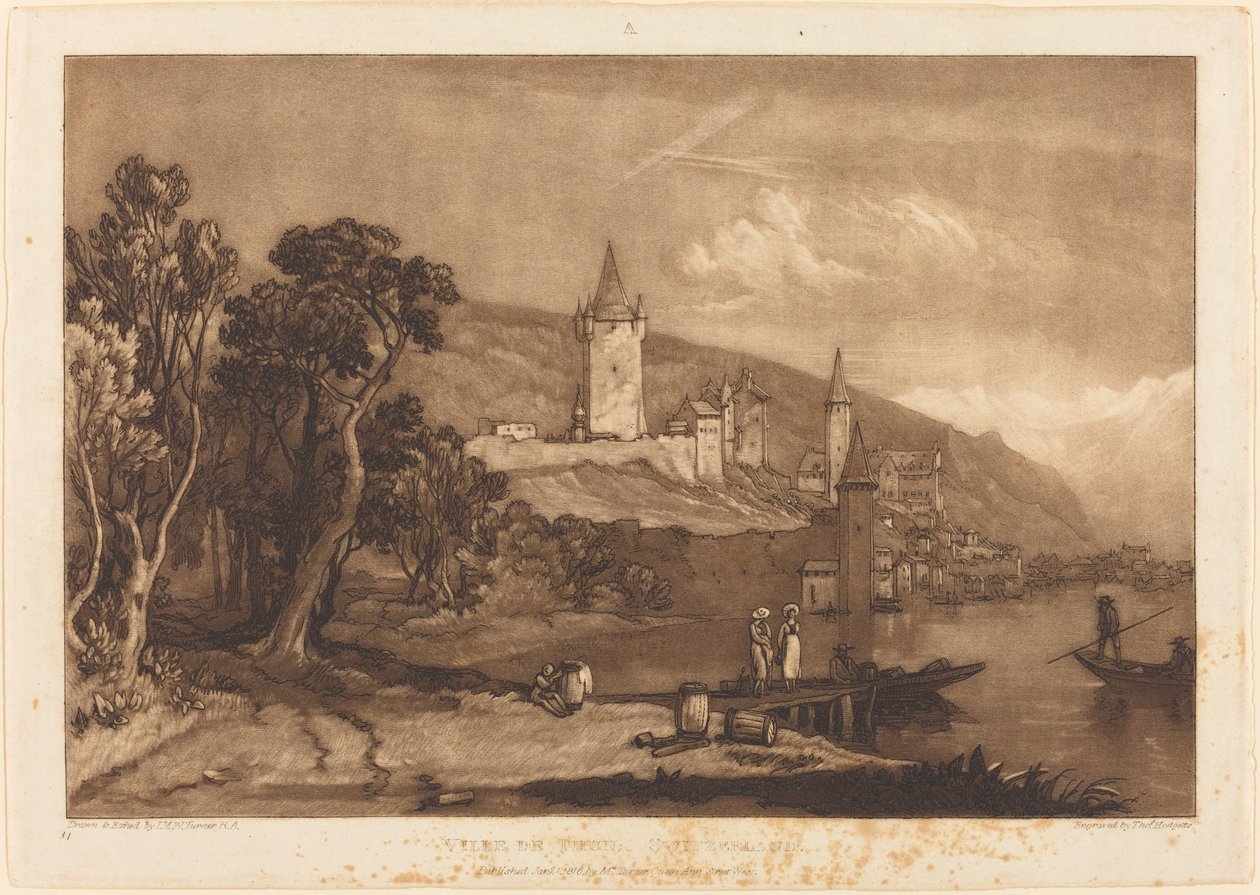 Ville de Thun, opublikowany 1816. autorstwa Joseph Mallord William Turner