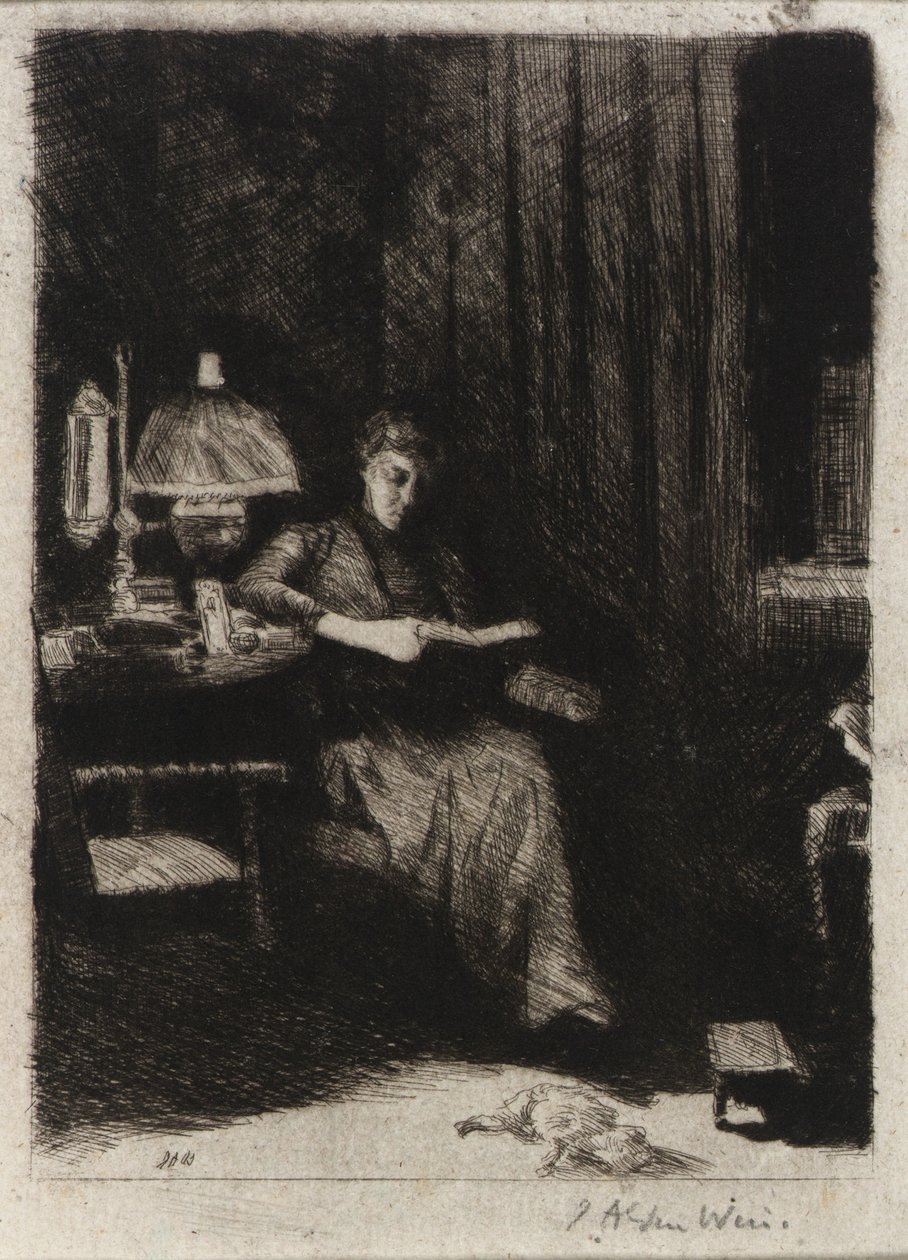 Wieczorna lampa autorstwa J. Alden Weir