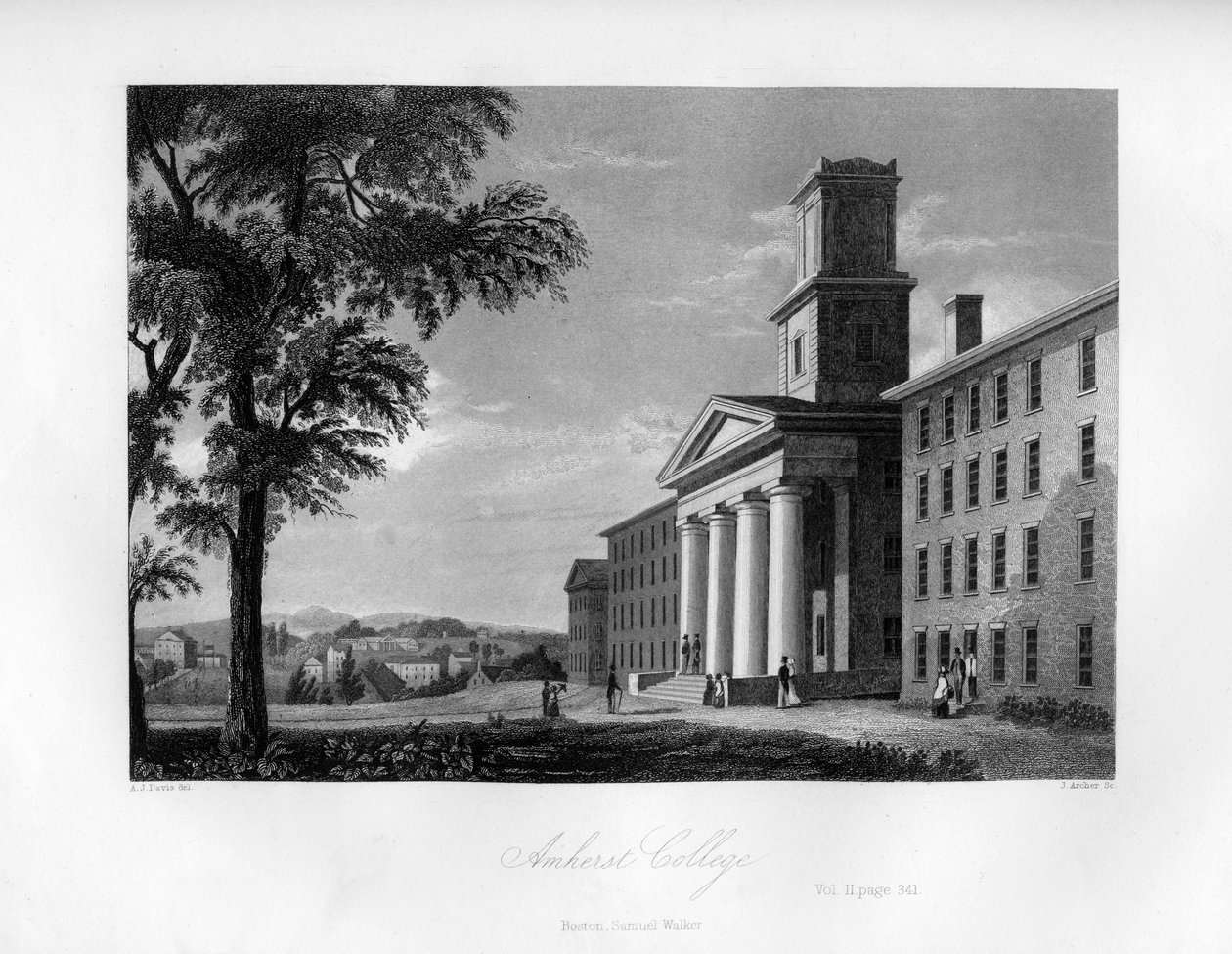 Amherst College, Massachusetts, 1855. autorstwa J. Archer