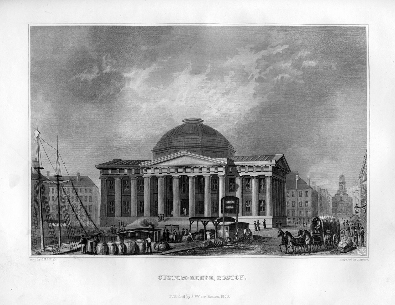 Custom House, Boston, Massachusetts, 1855. autorstwa J. Archer