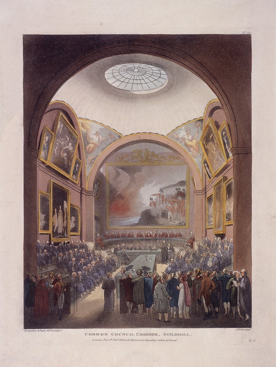 Sala Rady Guildhall, Londyn, 1808 autorstwa J Bluck