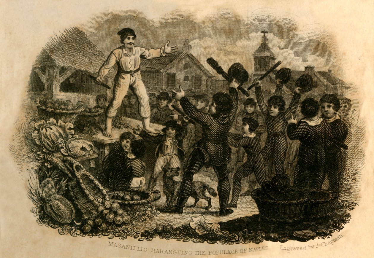 Masaniello przemawiający do ludności Neapolu, 1821. autorstwa J. Chapman