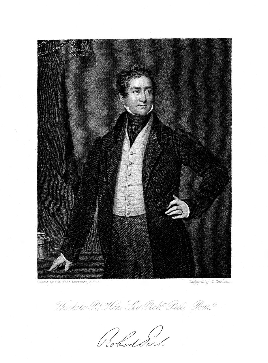 Robert Peel, brytyjski mąż stanu, XIX wiek. autorstwa J. Cochran