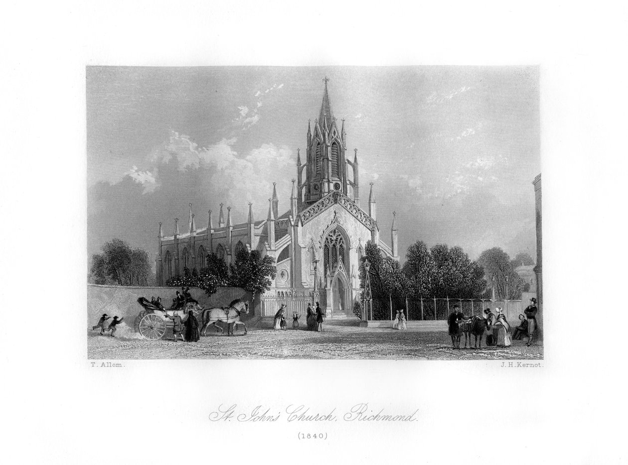 Kościół św. Jana w Richmond, 1840 r. autorstwa J. H. Kernot