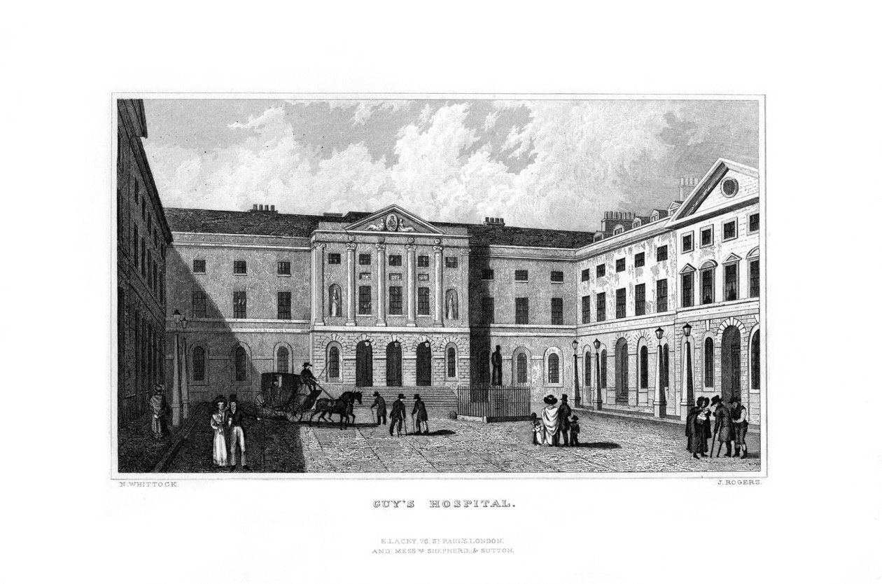 Guys Hospital, Southwark, Londyn, 1829. autorstwa J. Rogers