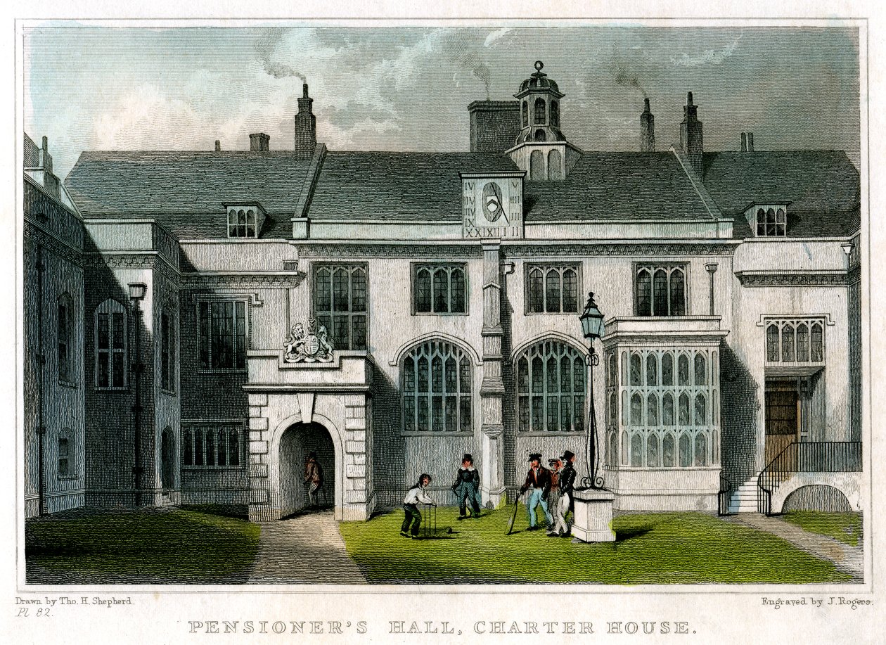 Sala emerytów, Charterhouse, Londyn, 1830. autorstwa J. Rogers