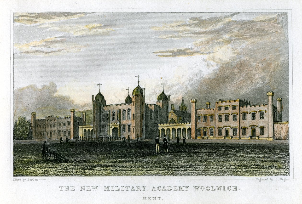 Nowa Akademia Wojskowa Woolwich, Kent, c1829 autorstwa J. Rogers
