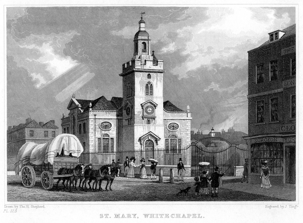 Kościół Najświętszej Marii Panny, Whitechapel, Londyn, 1831. autorstwa J. Tingle