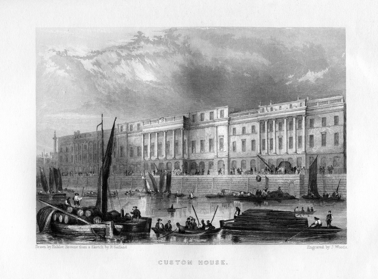 Custom House, Londyn, XIX wiek. autorstwa J. Woods