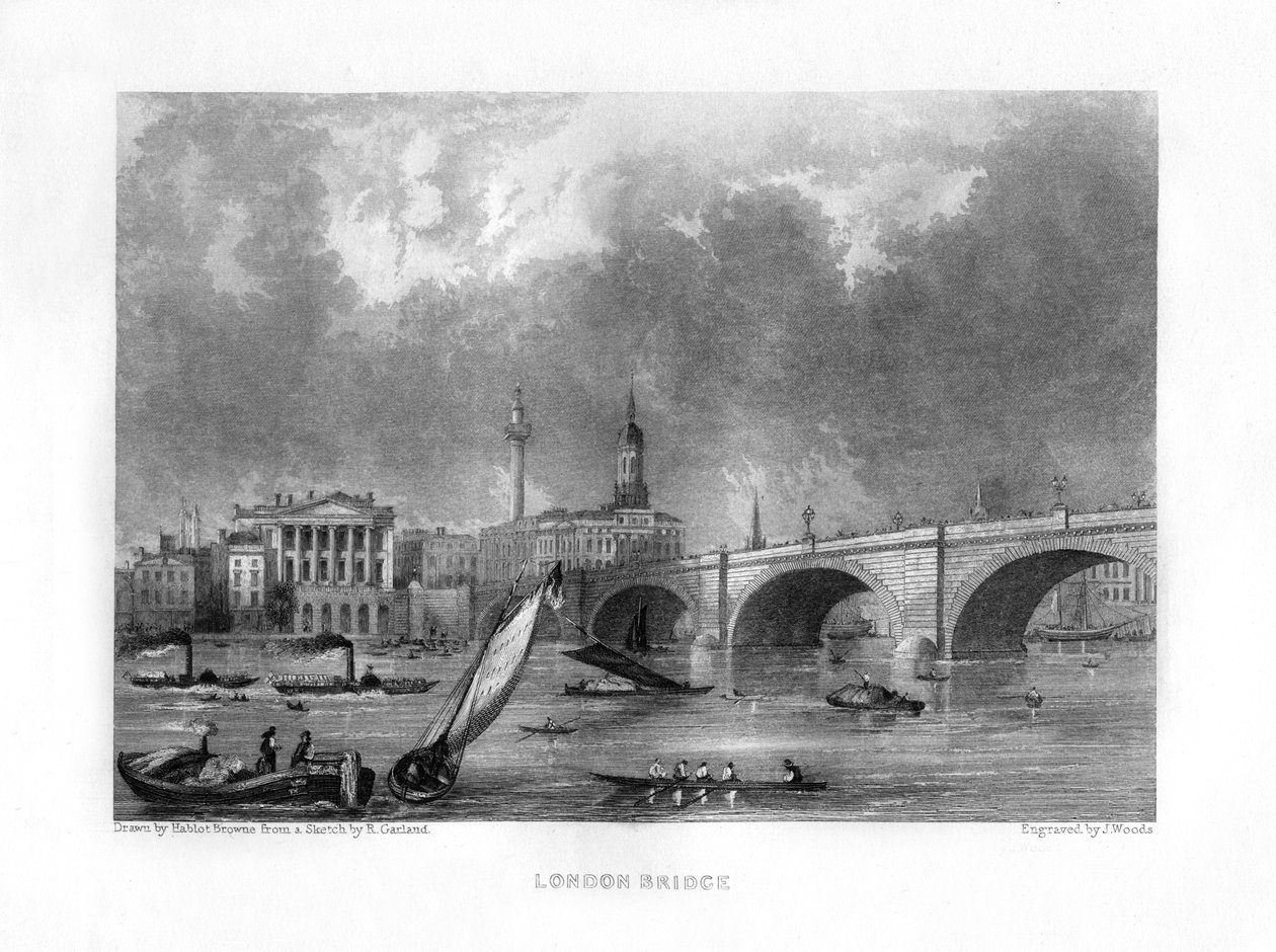 London Bridge, Londyn, XIX wiek. autorstwa J. Woods