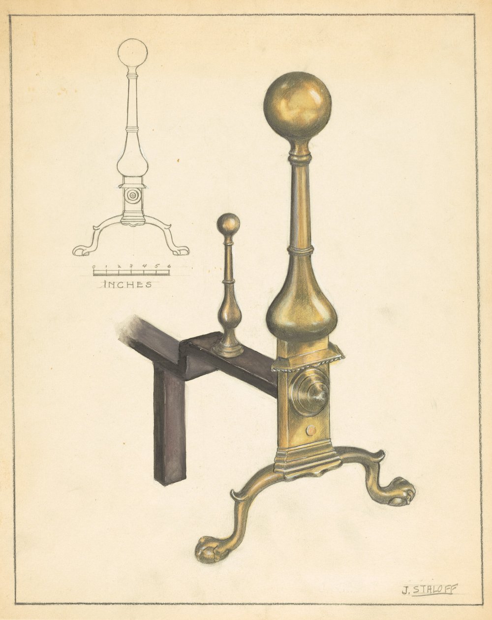 Andiron (jeden z pary) autorstwa Jack Staloff