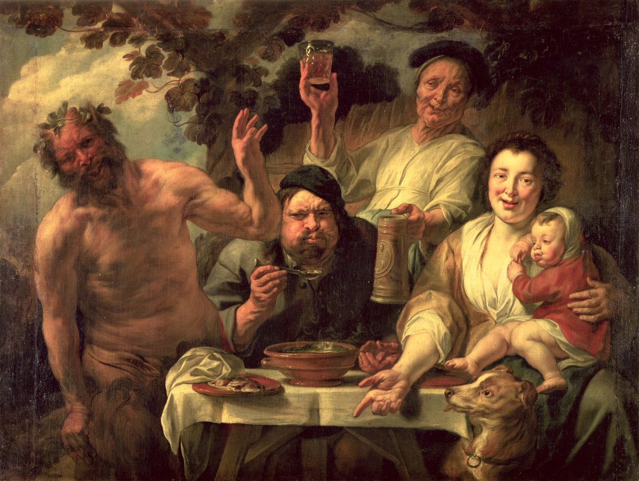 Satyr i chłopi autorstwa Jacob Jordaens