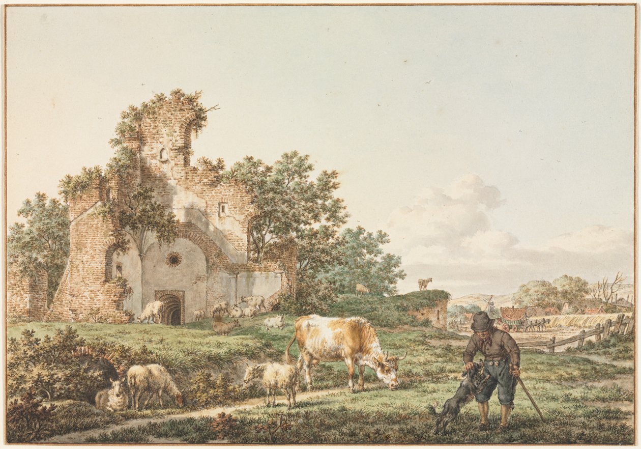 Pejzaż pasterski z ruiną, 1799. autorstwa Jacob Cats
