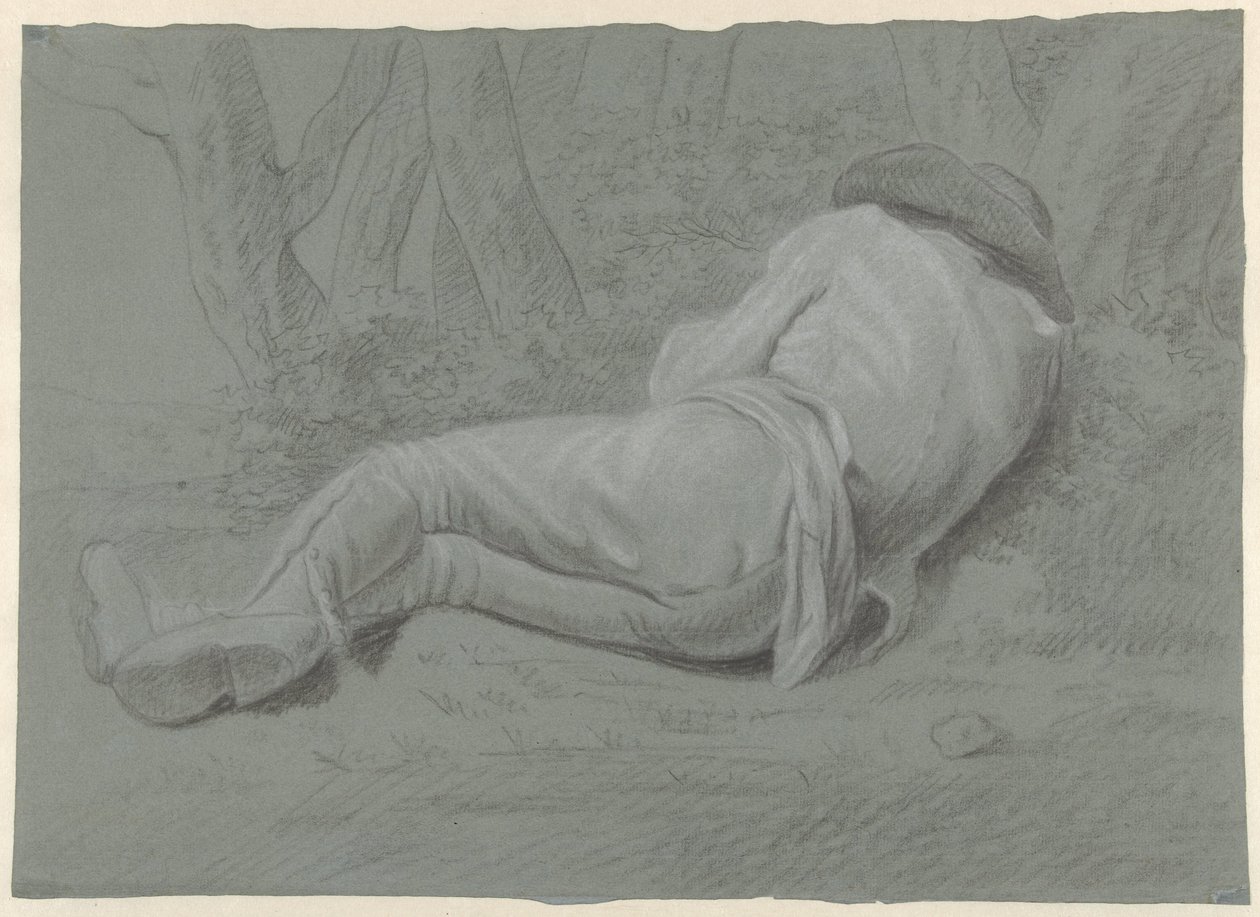 Mężczyzna leżący pod drzewami autorstwa Jacob Ernst Marcus (attributed to)