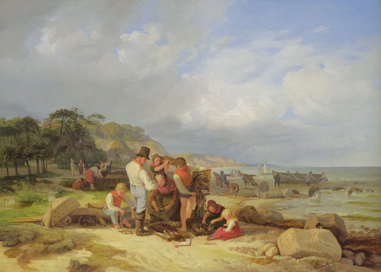Rybacy w Probstei, 1835 (olej na płótnie) autorstwa Jacob Gensler