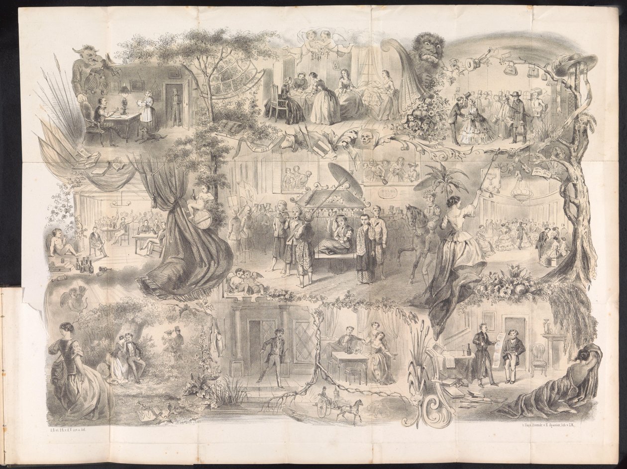 Karykatura w studenckim almanachu Delft, 1858 r. autorstwa Jacob Gosschalk