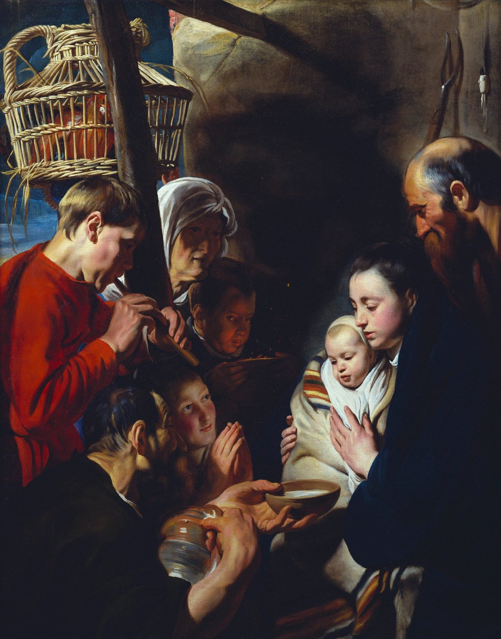 Adoracja pasterzy autorstwa Jacob Jordaens