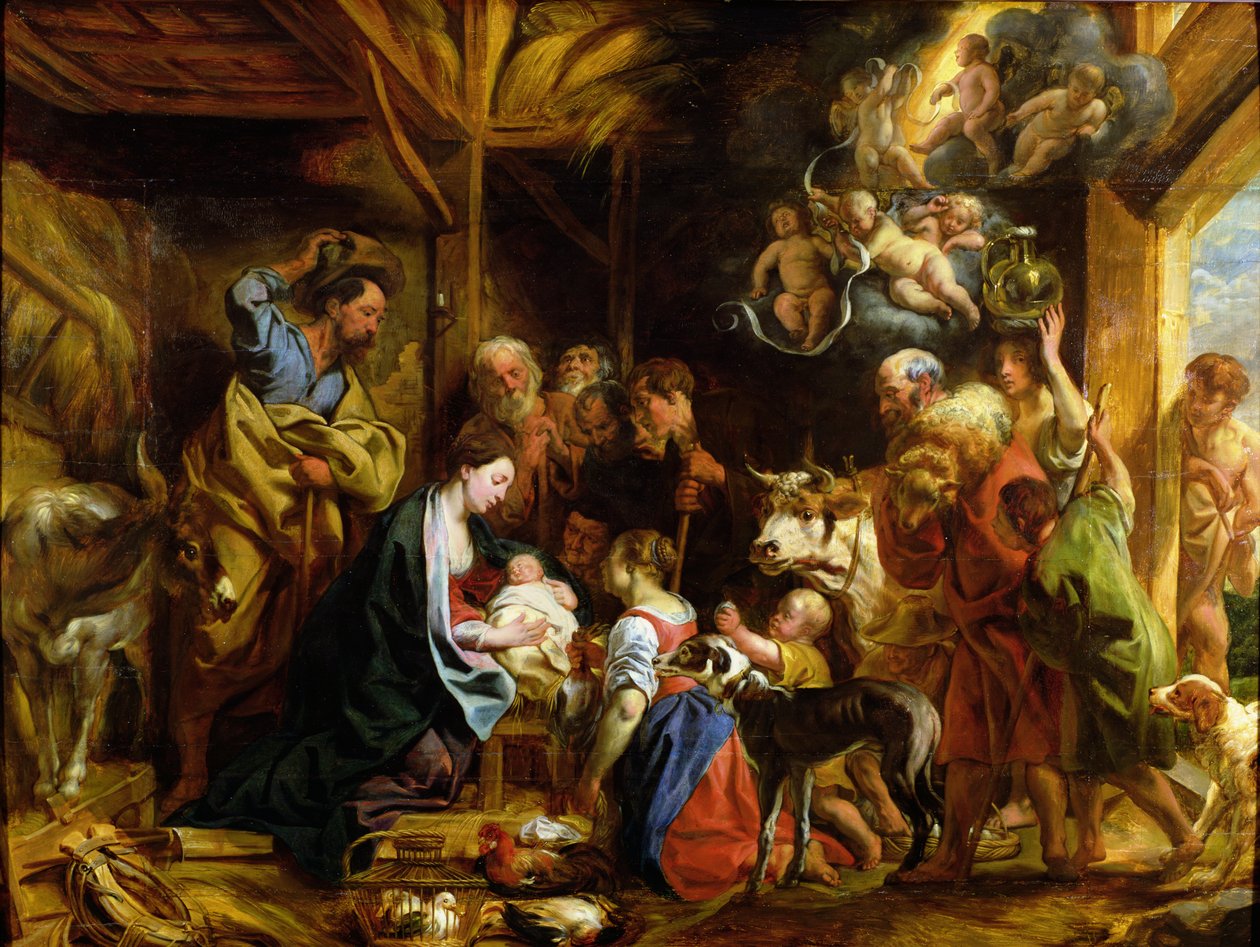 Narodzenia (olej na desce) autorstwa Jacob Jordaens