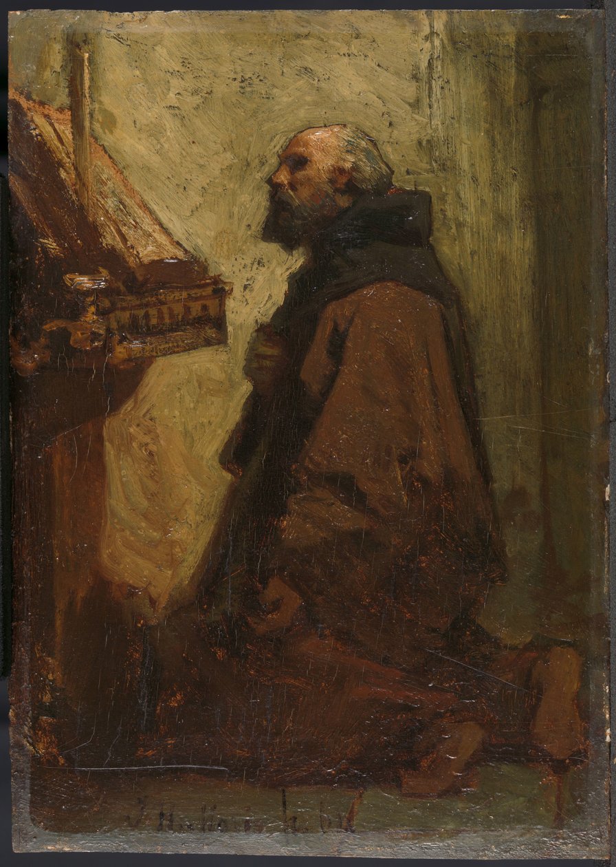 Modlący się mnich (mnich na nabożeństwach) autorstwa Jacob Maris