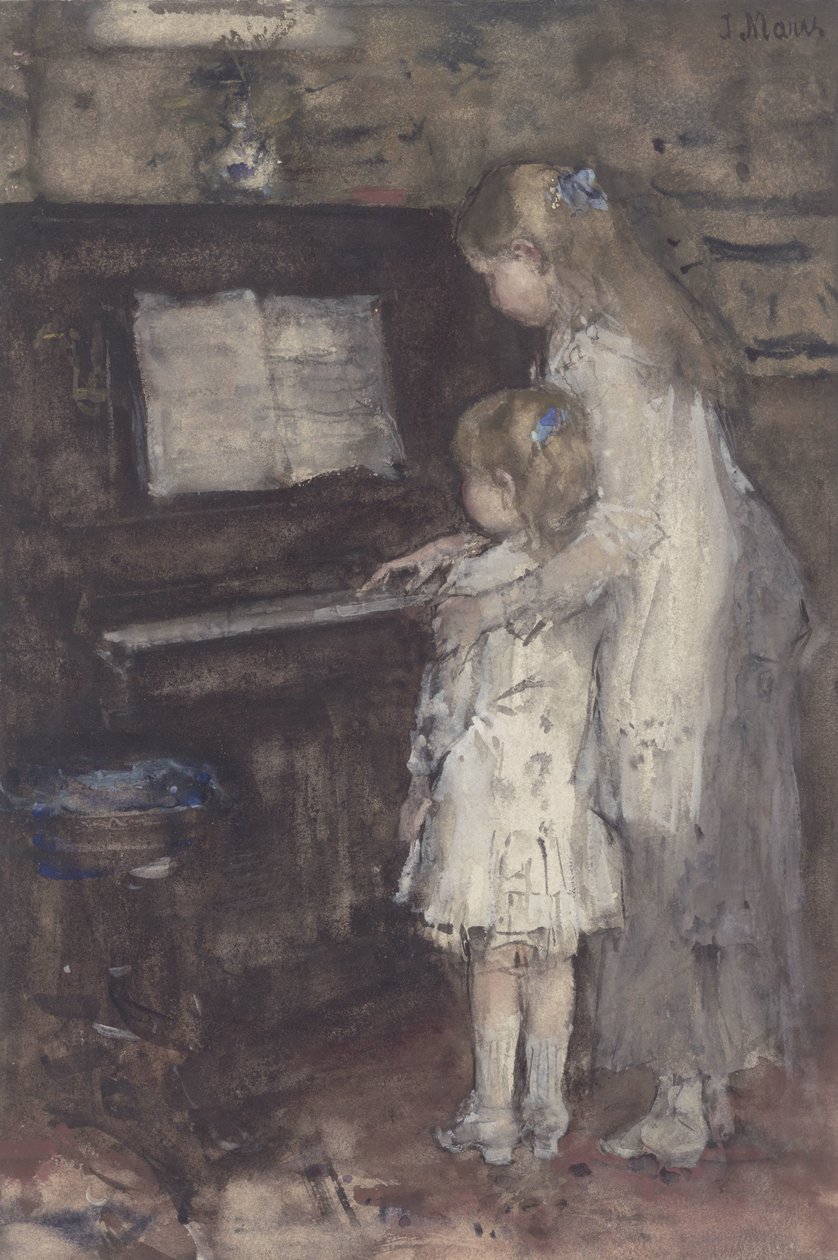 Dwie dziewczyny przy fortepianie autorstwa Jacob Maris