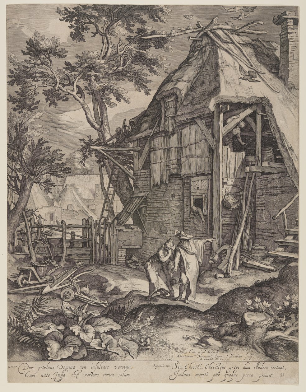Abraham wypędzający Hagar autorstwa Jacob Matham