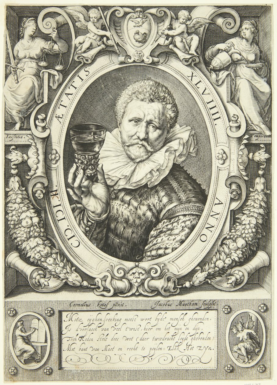 Portret Vincenta Jacobsza. Coster autorstwa Jacob Matham