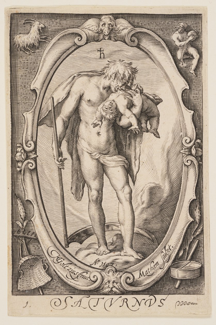 Saturnus (Saturn), z Siedmiu planet autorstwa Jacob Matham