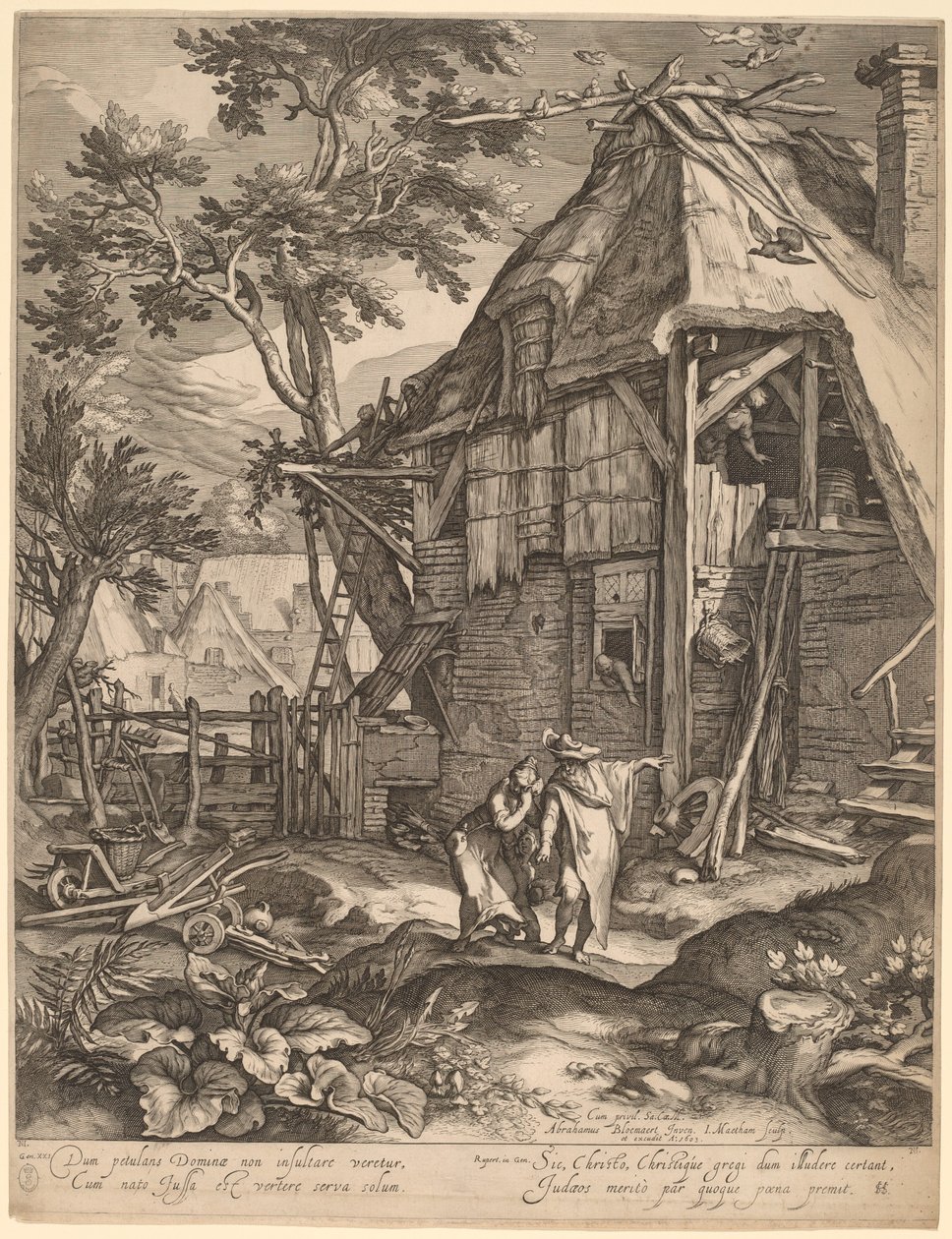 Abraham wyrzuca Hagar autorstwa Jacob Matham, after Abraham Bloemaert