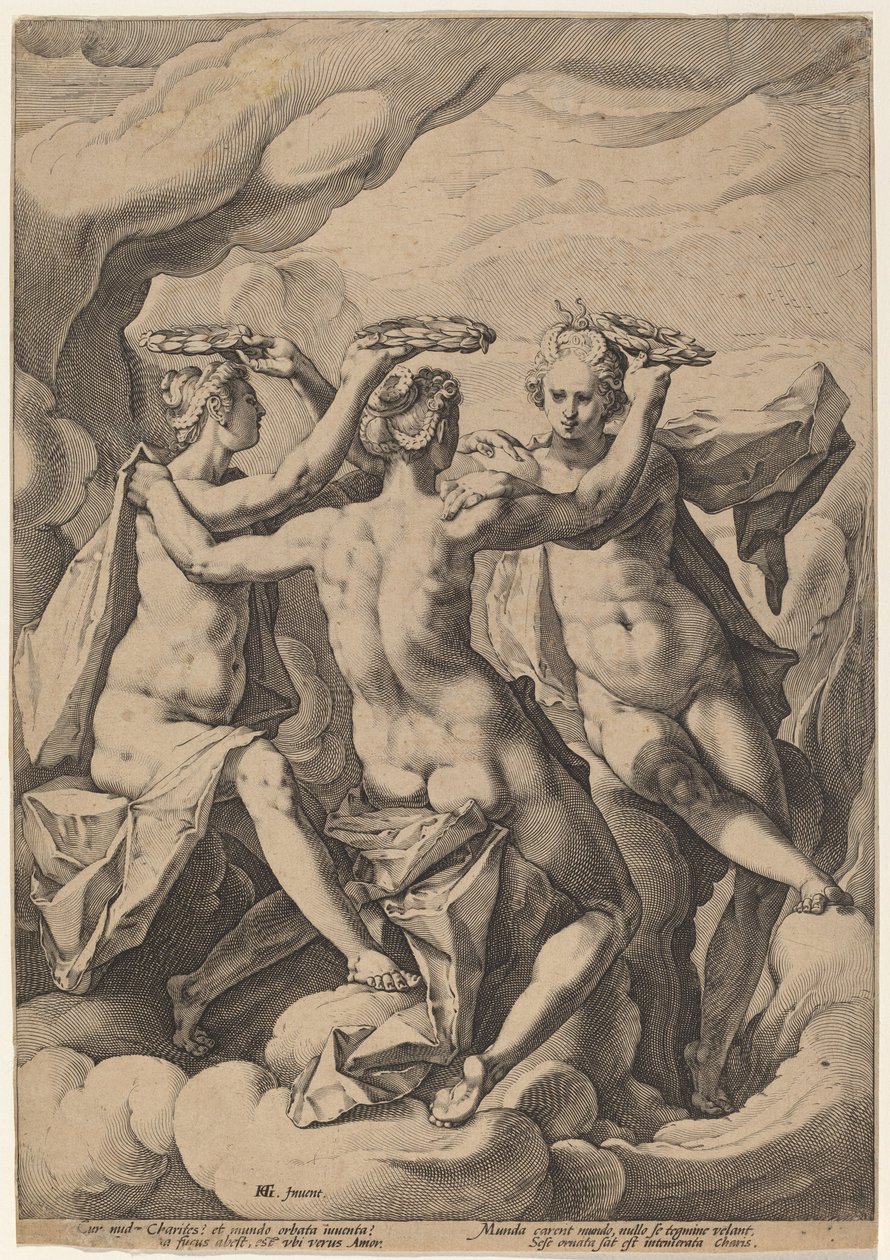 Trzy Gracje autorstwa Jacob Matham, after Hendrick Goltzius